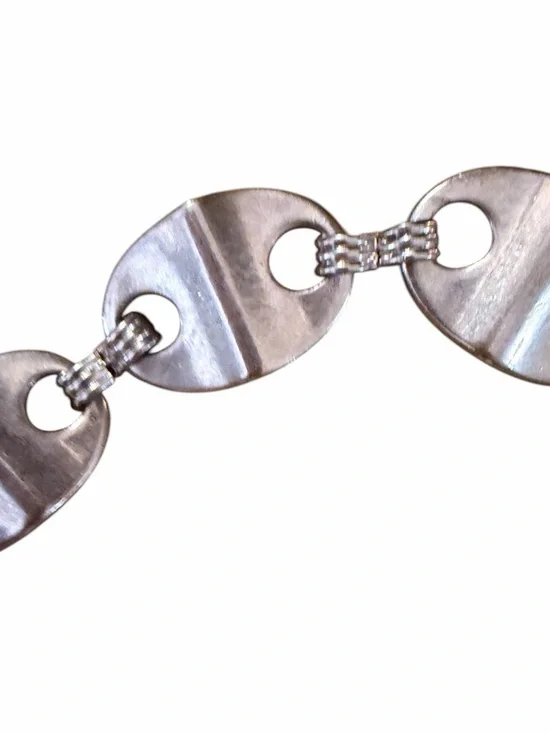 Vintage Silver Oval Chain Link Floral Concho Belt Size M/L - Picture 5 of 8